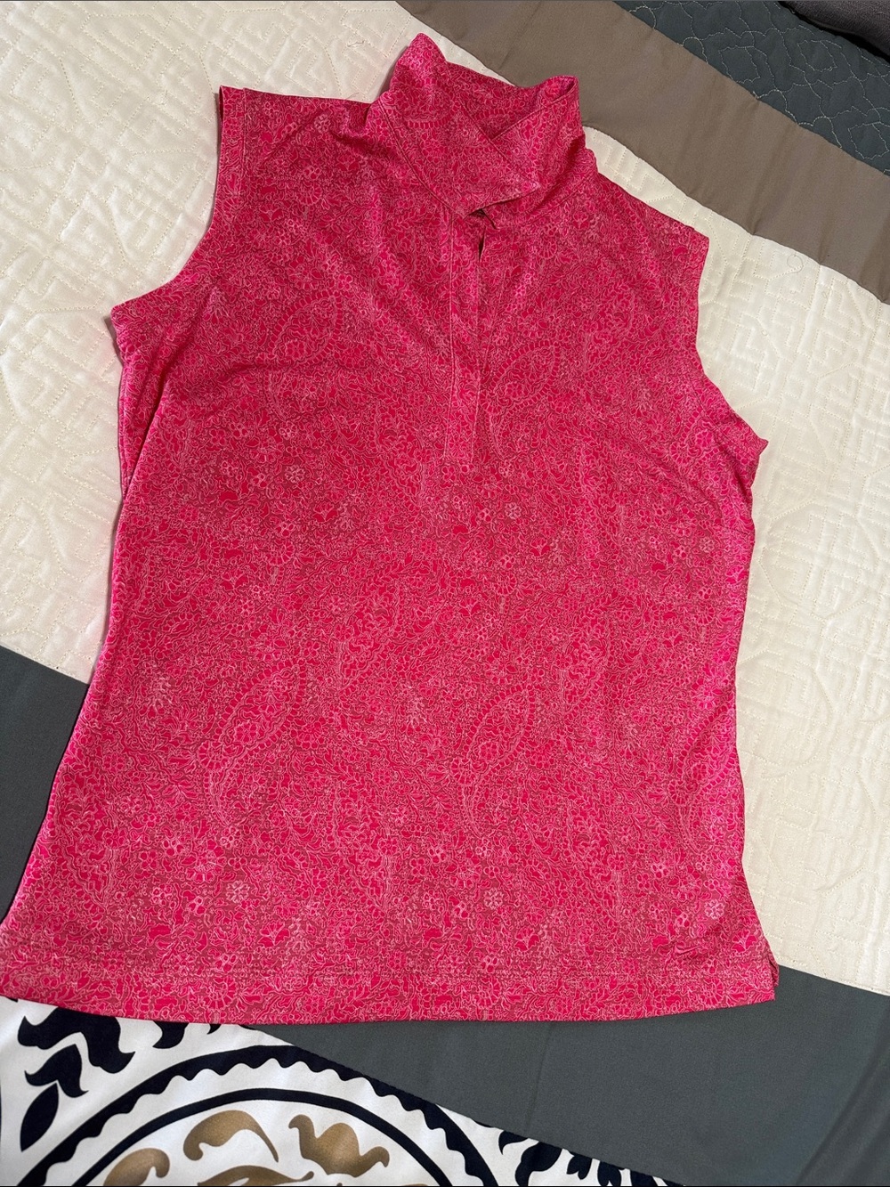 Nike Pink Paisley Mock Neck Tank Top